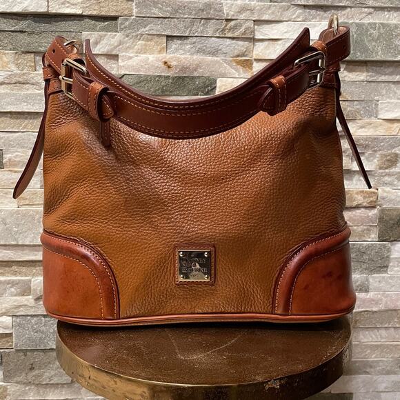 Dooney & Bourke Wexford Leather Hobo Shoulder Bag | Large | Chestnut & Tan - Picture 2 of 16